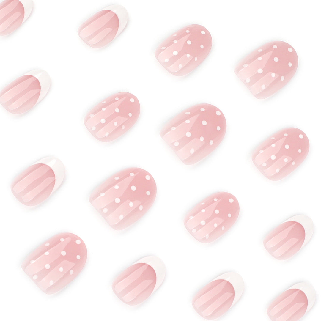 Elegant artificial nails with modern dots and fresh design Stornfield