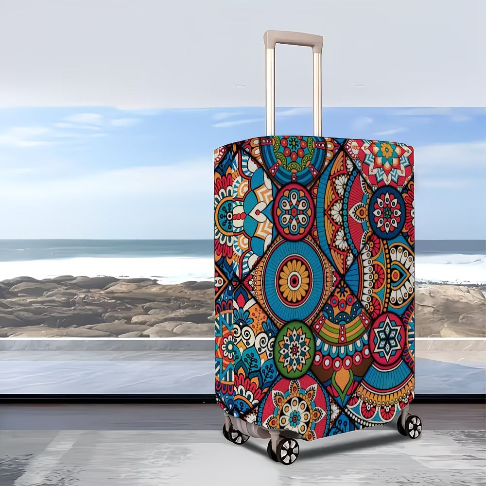 Unisex nan elastic suitcase cover with mandala pattern and telescopic handle compatibility Stornfield