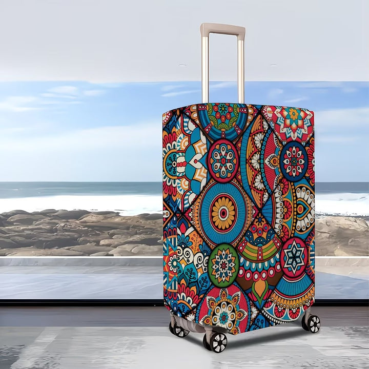 Unisex nan elastic suitcase cover with mandala pattern and telescopic handle compatibility Stornfield