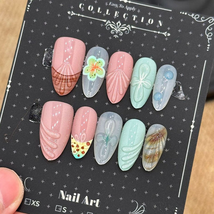 Artistic Floral Press-On Nail Set