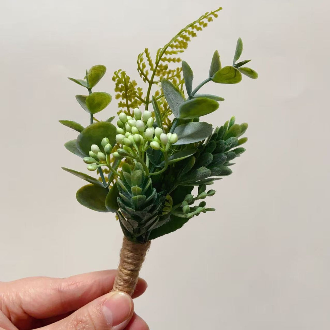 Elegant Faux Greenery Boutonniere