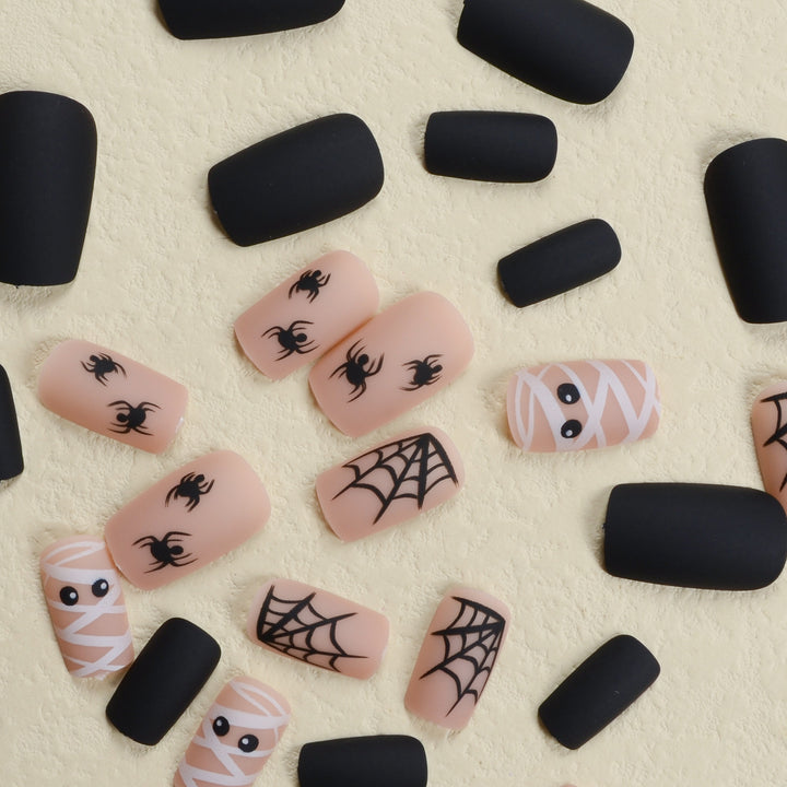 Halloween Artificial Nail Set with Creepy Spider and Mummy Designs Stornfield