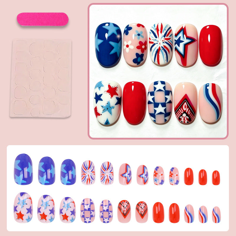 Artificial nail set with creative star and heart patterns Stornfield