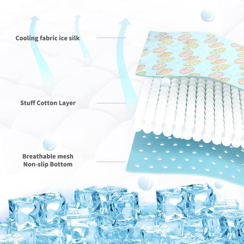 Unisex nan self-cooling pet cooling mat with pressure-activated gel core and non-slip bottom Stornfield