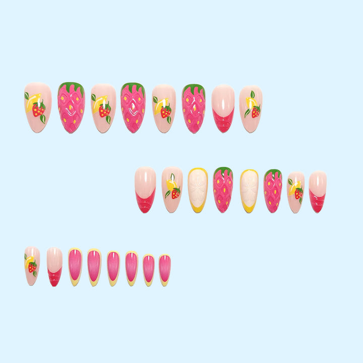 Artificial nails with fruit motif and glitter accents Stornfield