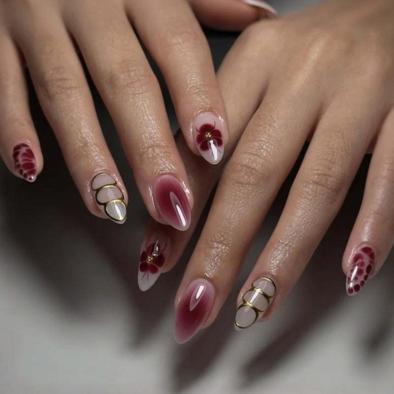 Art nail set with artistic floral and geometric details Stornfield