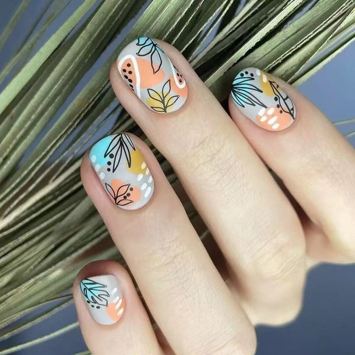 Nail art set with floral accents and creative design Stornfield
