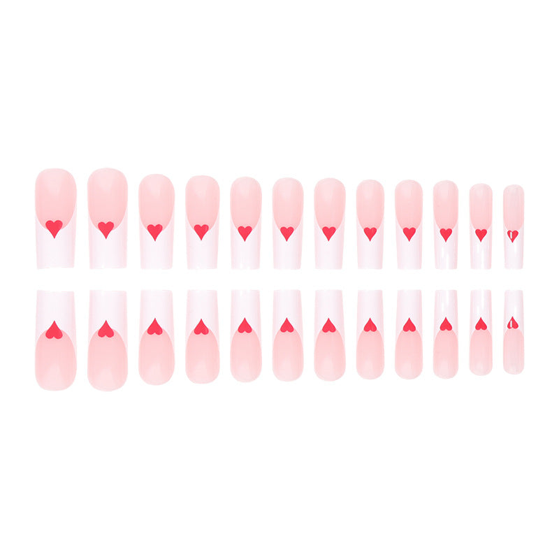 Romantic Heart-Design Acrylic Press-On Nails Stornfield