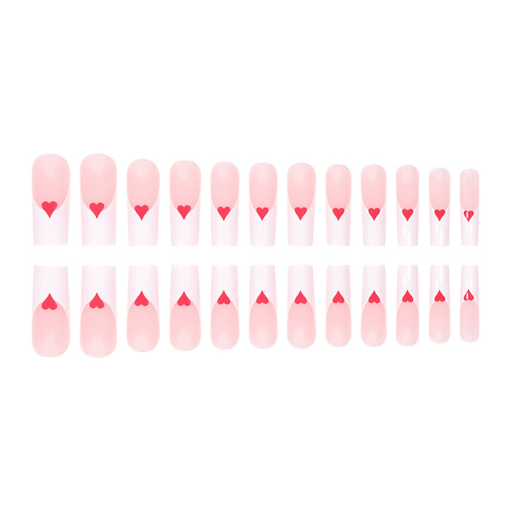 Romantic Heart-Design Acrylic Press-On Nails Stornfield