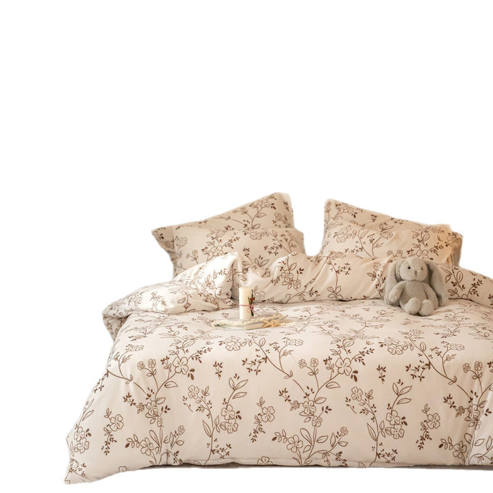 Children's bedding set made of cozy flannel with checked animal faces print and zipper