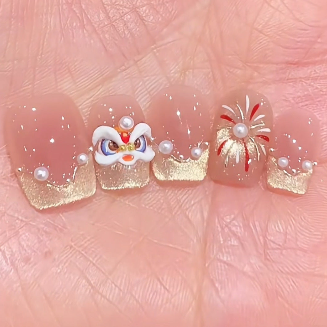 Artificial nails with elegant pearl and flower accents Stornfield