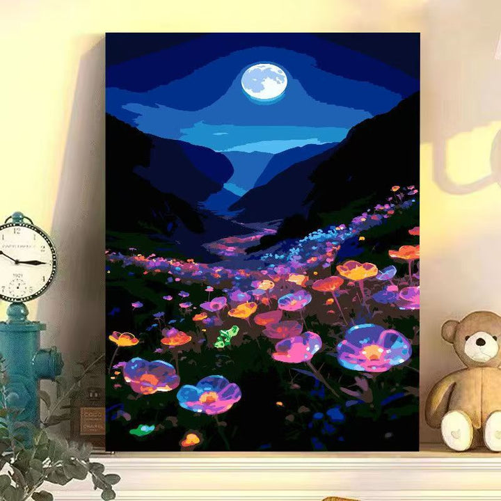 Nighttime Floral Landscape Canvas Art Stornfield