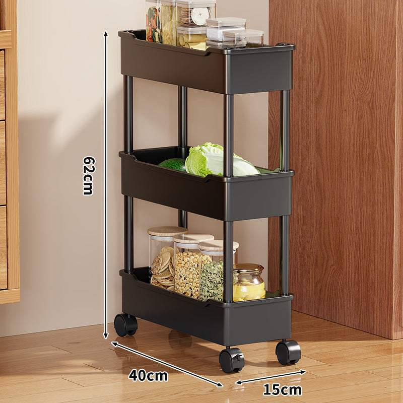 Narrow Four-Tier Rolling Kitchen Storage Cart Organizer with Deep Removable Trays