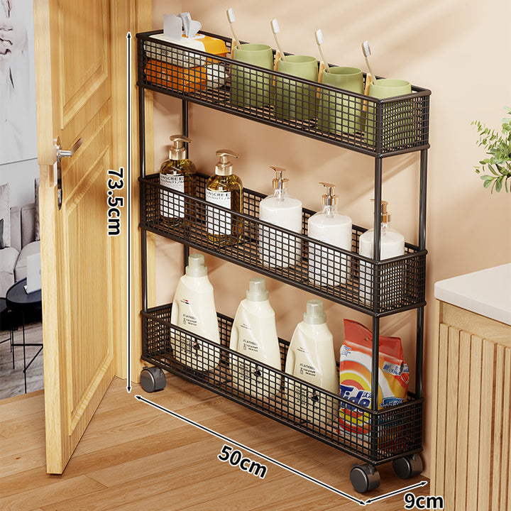 Slim Narrow Pull-Out Mesh Storage Organizer for Cabinet and Door Gap