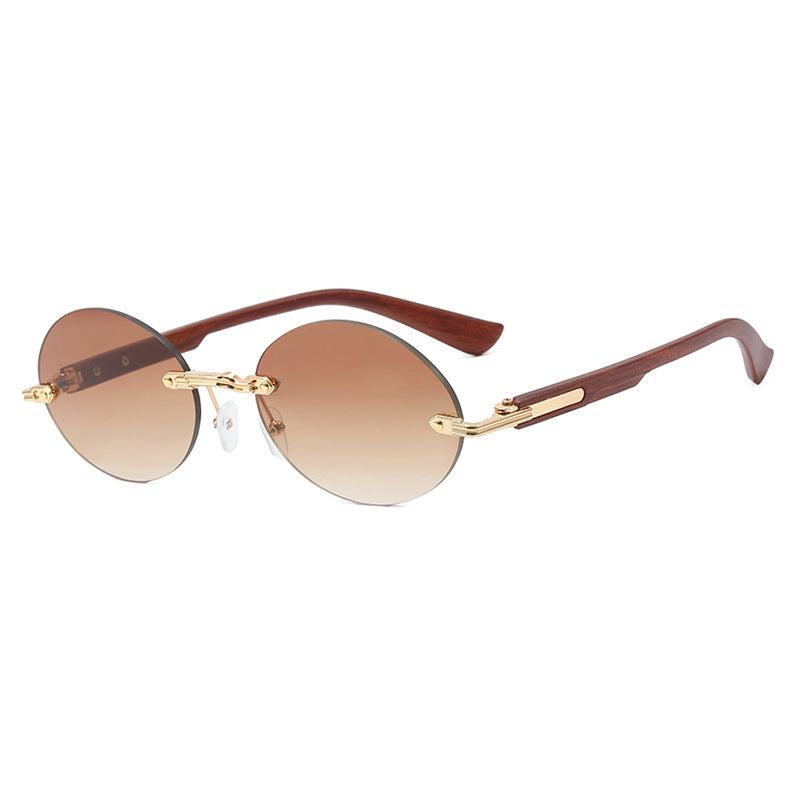 Women's round sunglasses with elegant wooden frame and UV protection Stornfield