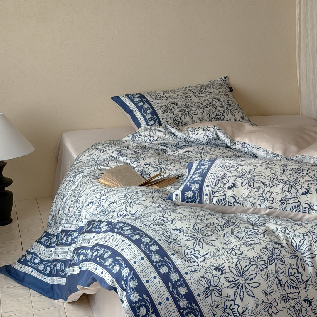 Luxury Floral Cotton Sateen Duvet Cover Set with Pillowcases