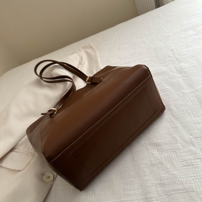Elegant Faux Leather Tote Bag with Scarf Detail