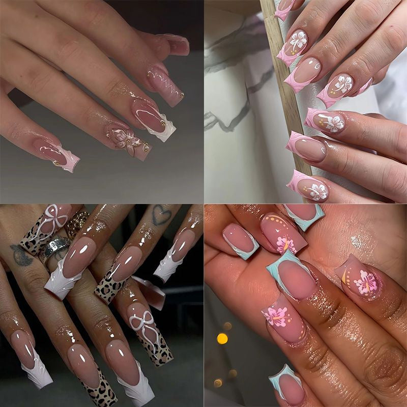 Elegant Floral Acrylic Nail Design Enhancements Stornfield