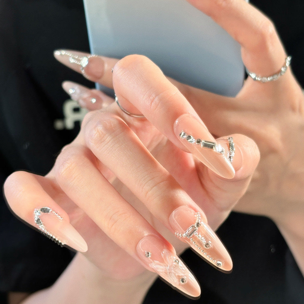 Elegant artificial nails with noble rhinestone embellishments Stornfield