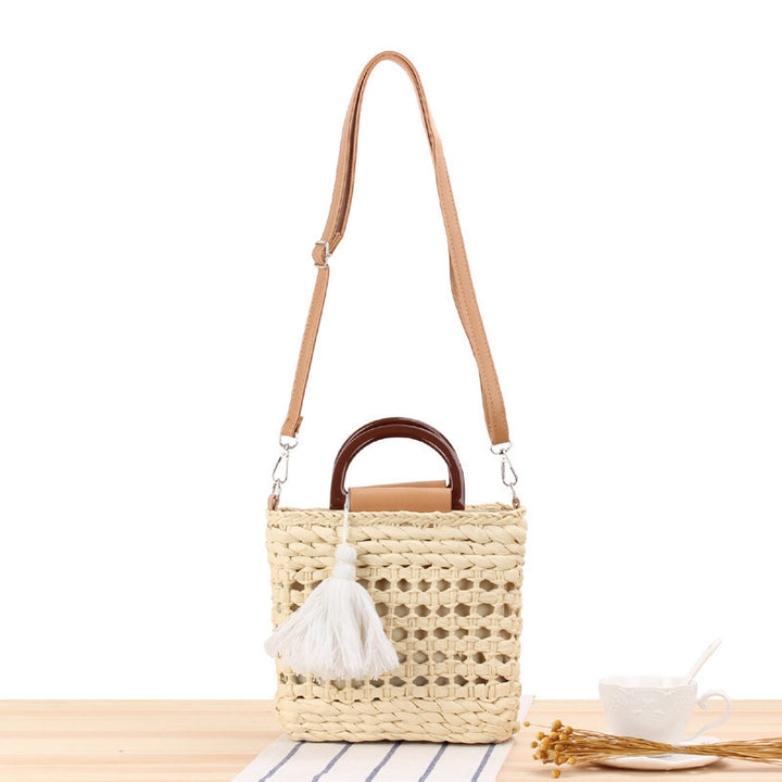 Woven tote bag with detachable faux leather strap Stornfield