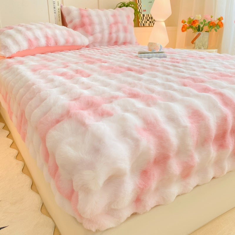 Plush Textured Furry Bedspread