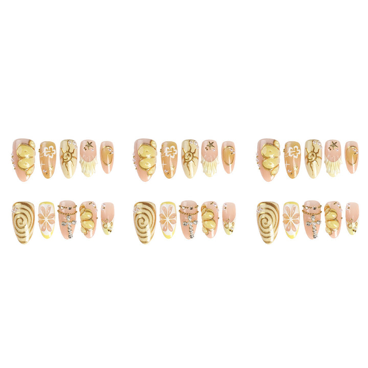 Acrylic nail set with elegant floral embellishments Stornfield