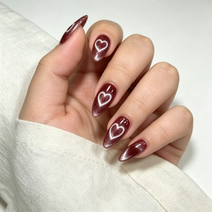 Heart-Designed Glamorous Press-On Nails Stornfield