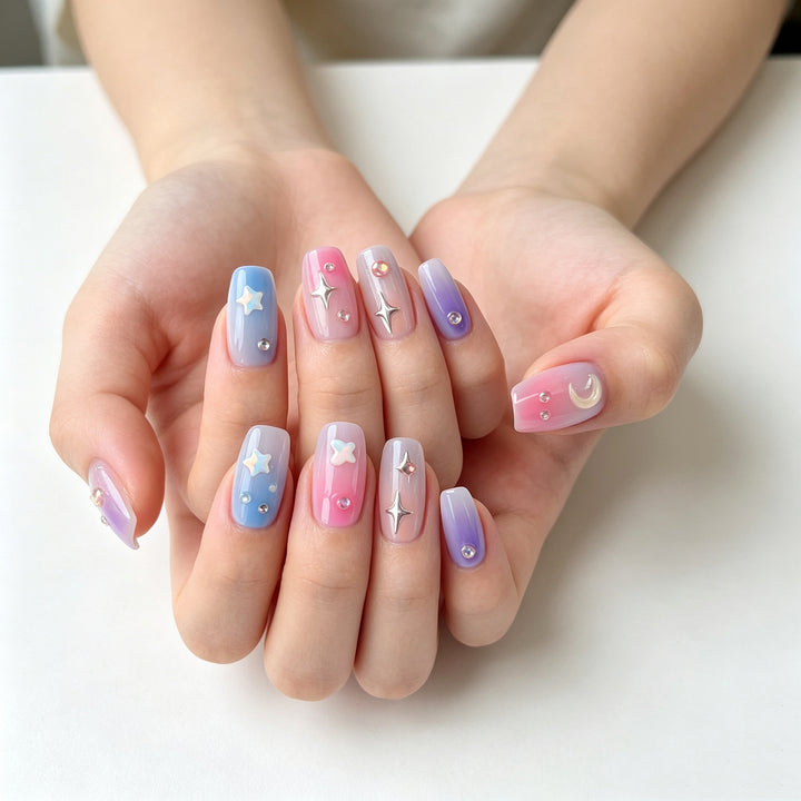 Artistic Nail Design with Celestial Theme Stornfield
