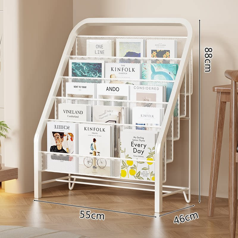 Slanted Tiered Mesh Floor Book and Magazine Display Rack