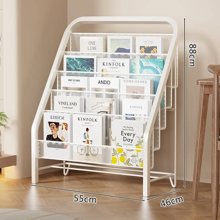 Slanted Tiered Mesh Floor Book and Magazine Display Rack