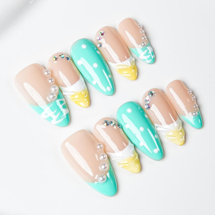 Artistic Ice Cream-Themed Press-On Nail Set