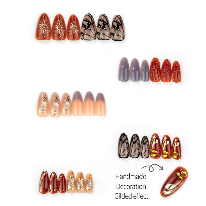 Artistic Autumn-Inspired Press-On Nail Set