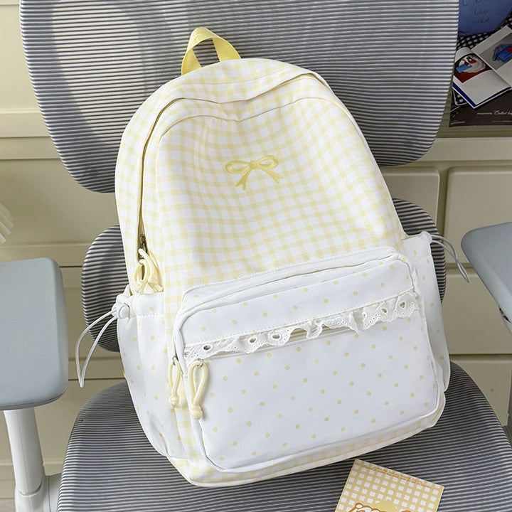 Playful Gingham and Polka Dot Backpack Stornfield