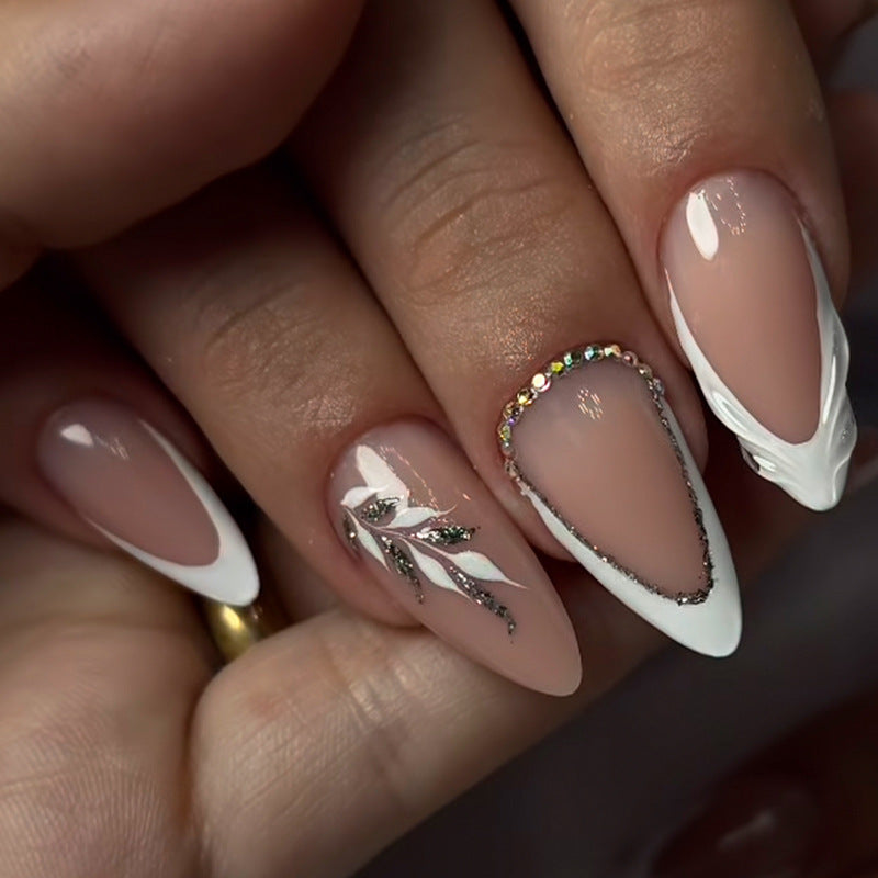 Artificial nail set with elegant tips and glitter accents Stornfield