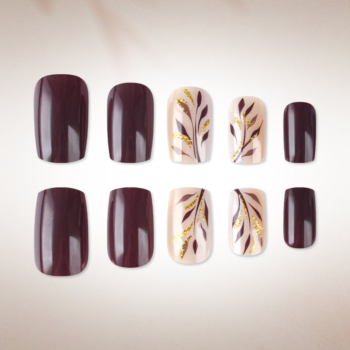 Elegant Botanical Nail Art Press-On Set Stornfield