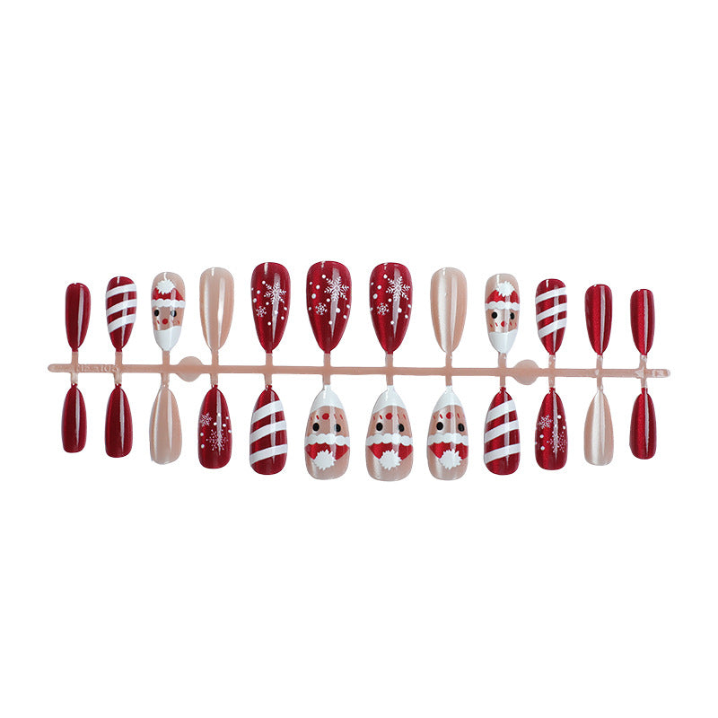 Festive Holiday-Themed Press-On Nail Art Design