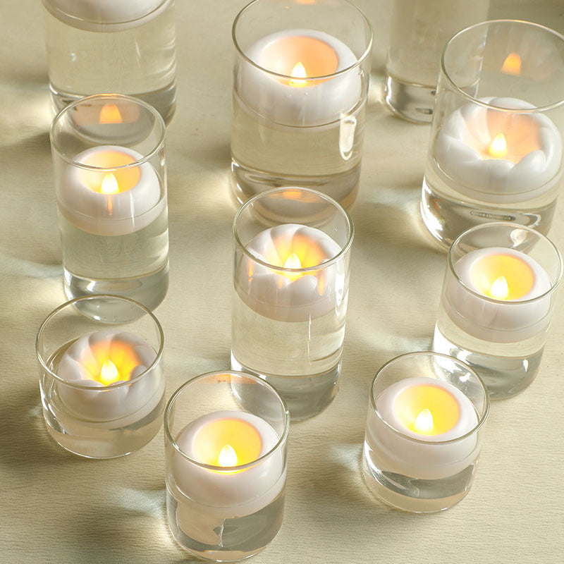 Flameless LED Floating Tea Light Candles in Clear Plastic Cups