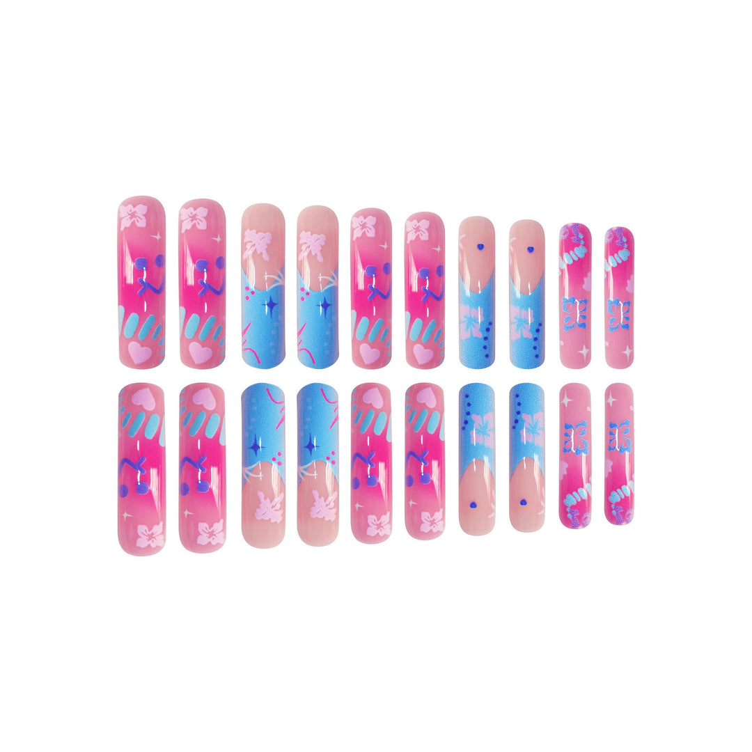 Artistic Press-On Nail Extensions With Floral Designs Stornfield