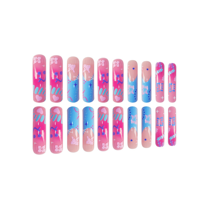 Artistic Press-On Nail Extensions With Floral Designs Stornfield