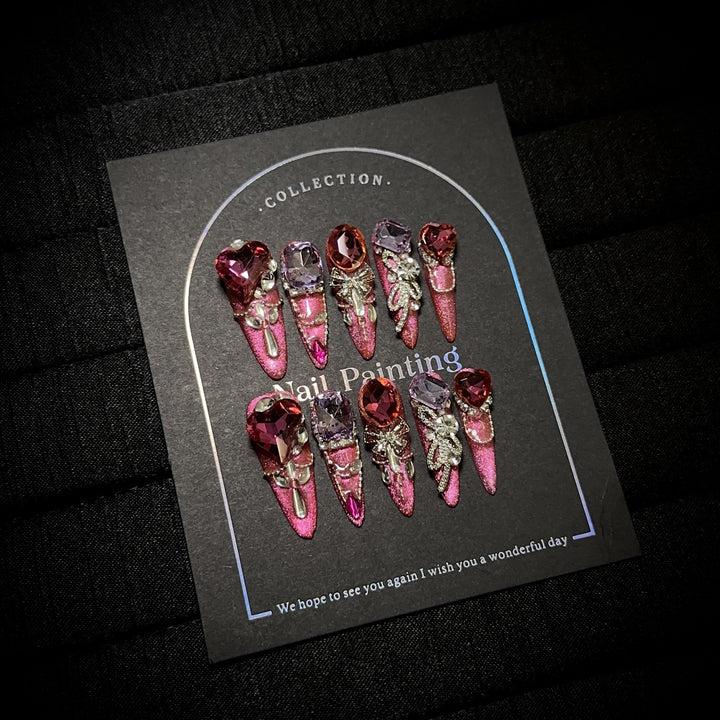 Glamorous Rhinestone-Accented Press-On Nail Set