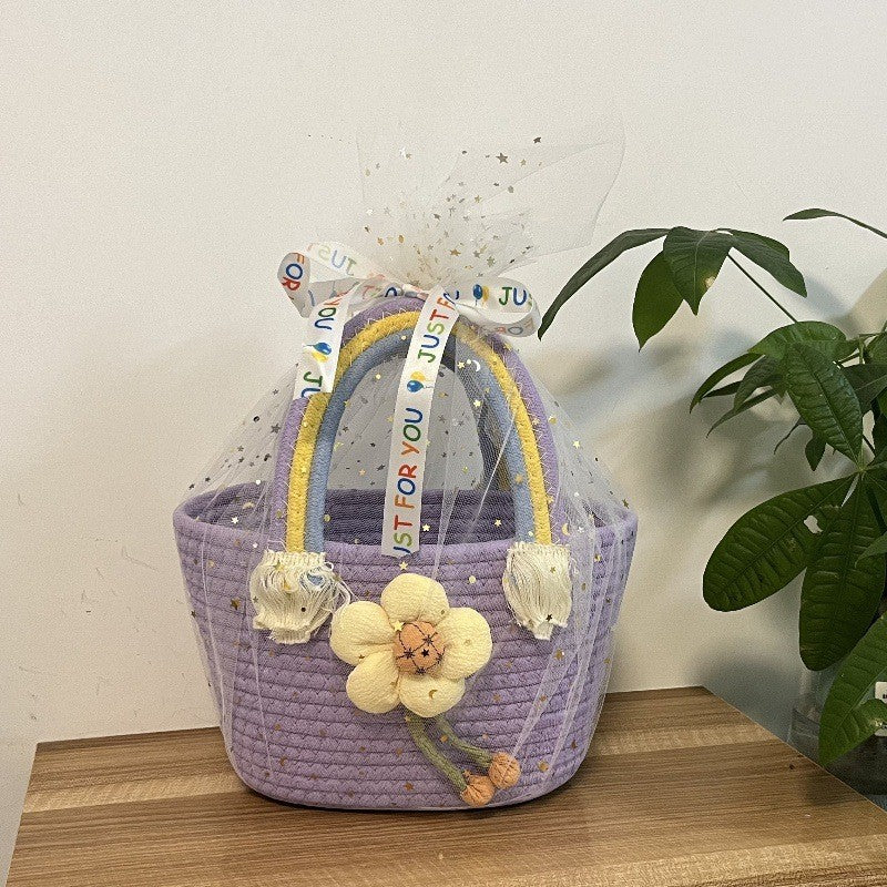 Women's handmade basket bag with color-coordinated handle accents Stornfield