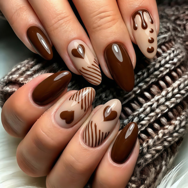 Artificial nails with creative heart and chocolate designs Stornfield