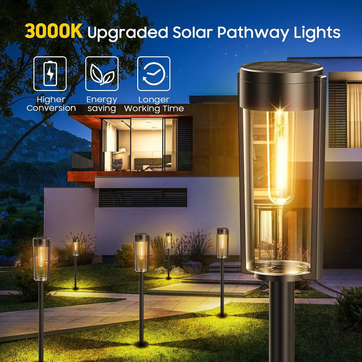 Weatherproof Garden Post Lantern With Vintage Filament-Style Bulb And Tempered Glass Panels Stornfield