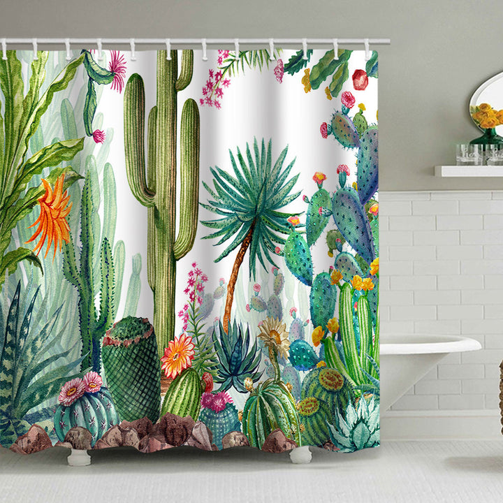 Cactus Garden-Themed Shower Curtain Stornfield