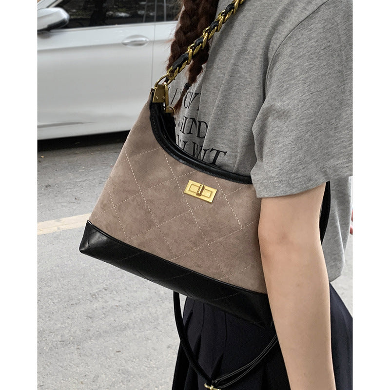 Quilted Suede Hobo Handbag Stornfield