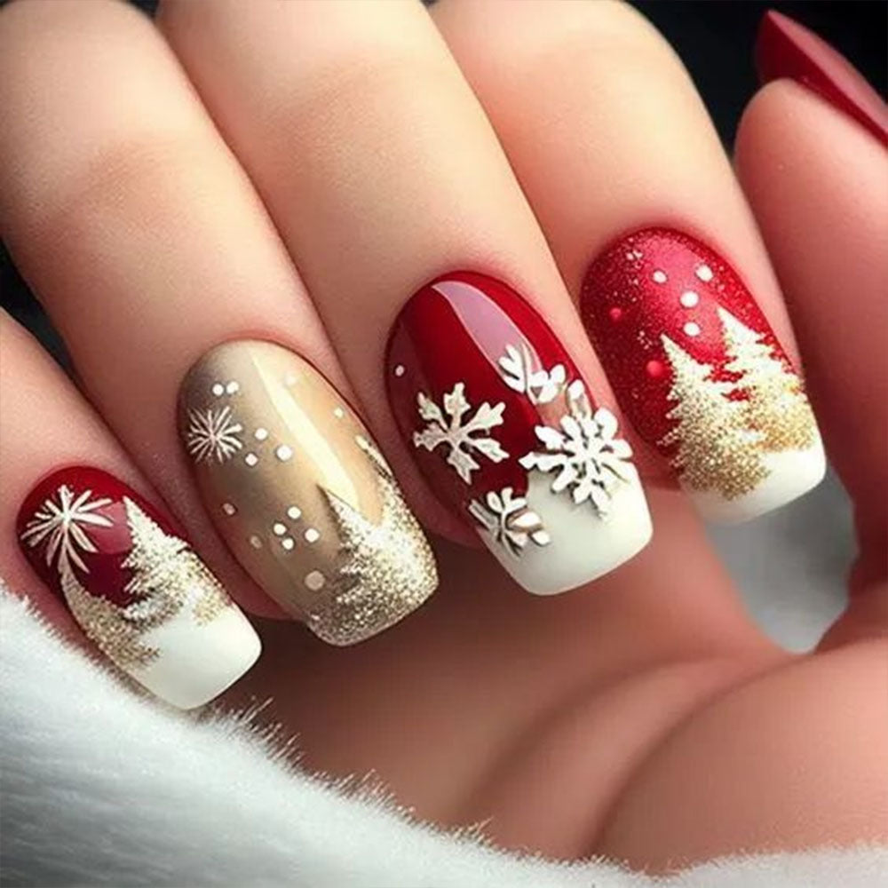 Artificial nails with festive winter design Stornfield