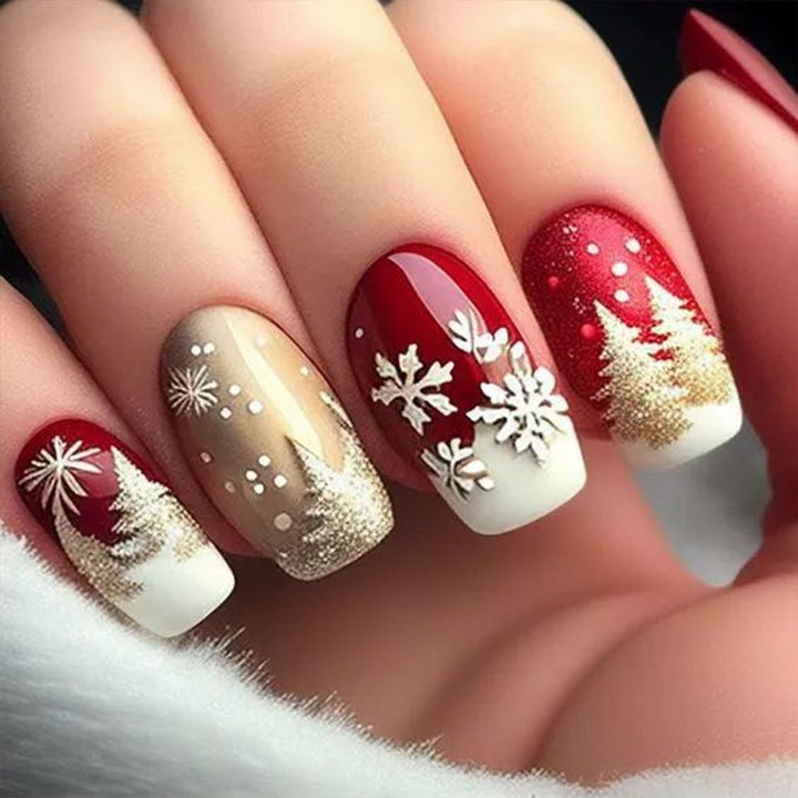 Artificial nails with festive winter design Stornfield