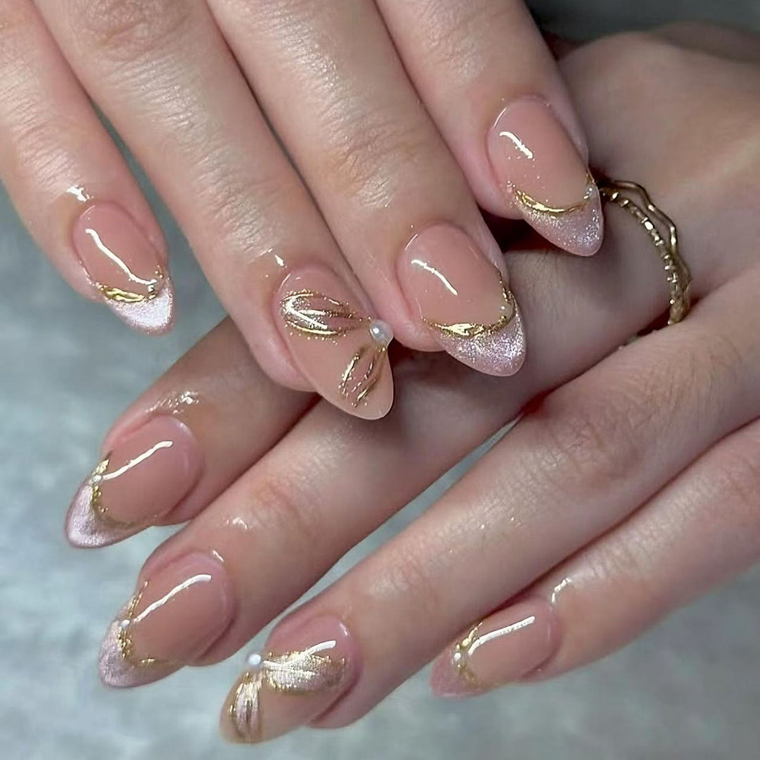 Glamorous Press-On Nail Set with Decorative Accents Stornfield
