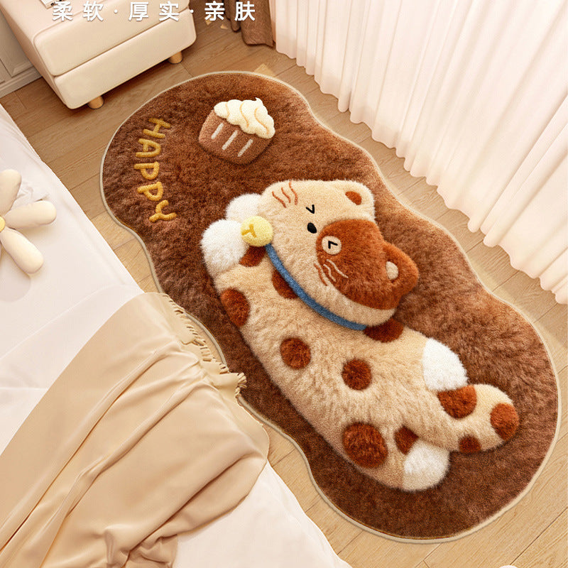 Cute Cartoon Cat-Themed Plush Area Rug