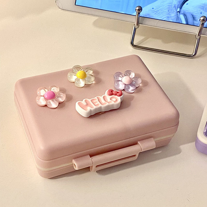 Practical storage box with colorful flower appliqués Stornfield